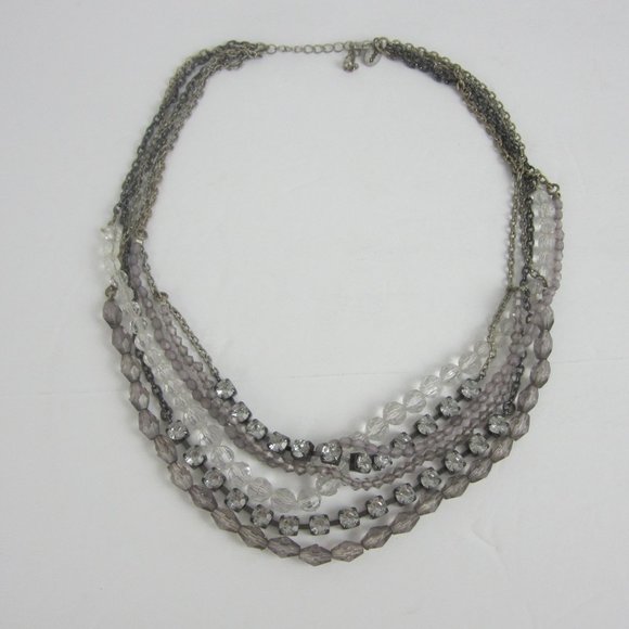 aea Layered Statement Necklace Mixed Stones/Metals - Picture 1 of 4
